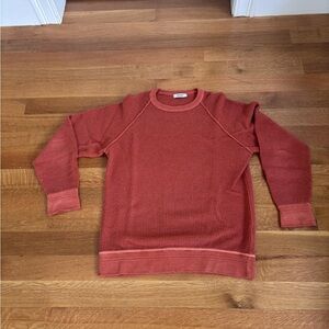 Men's Textured Crewneck Sweater in Orange